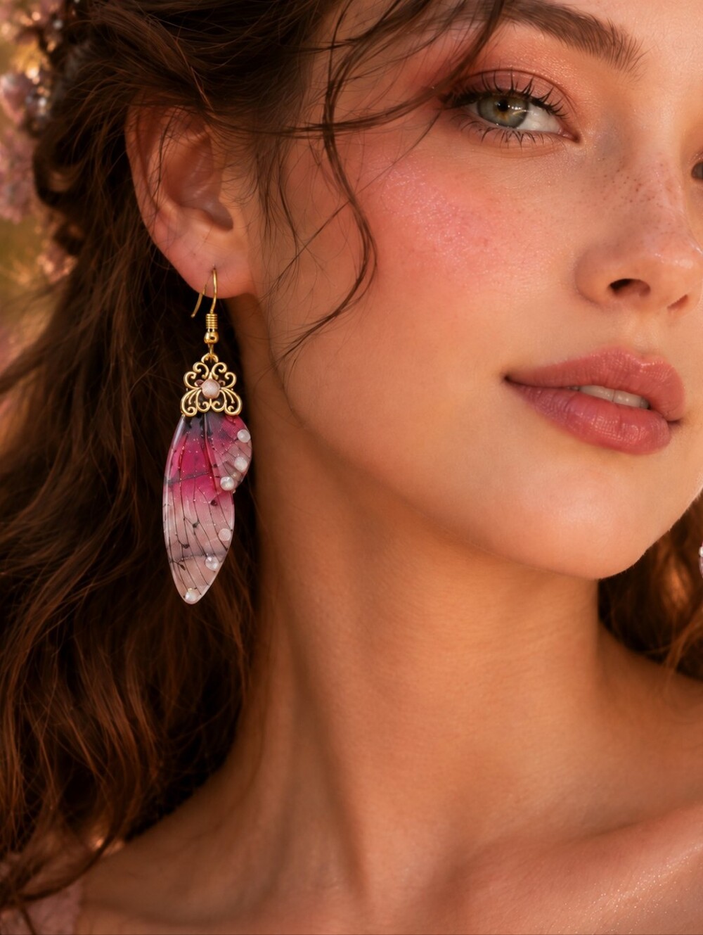MODCLOTH ACRYLIC BUTTERFLY WING JEWELED EARRINGS 2
